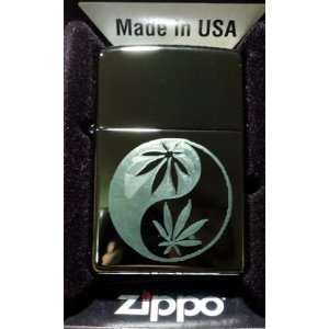  Zippo Custom Lighter   YIN Yang Marijuana Pot Weed Ganja 