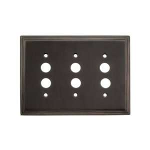 Mid Century Push Button Switch Plate  Triple Gang in Oil Rubbed Bronze 