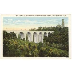  1920s Vintage Postcard Cabrillo Bridge and California 
