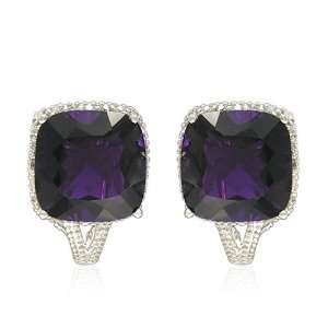   Created Amethyst with V Shaped Cubic Zirconia Accent Earrings Jewelry