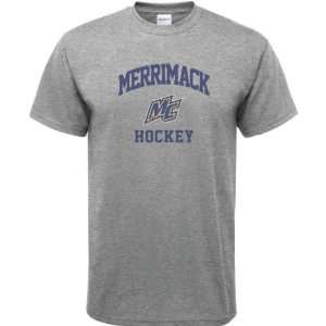  Merrimack Warriors Sport Grey Varsity Washed Hockey Arch T 