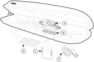 Thule 669ES Mountaineer ES Rooftop Cargo Box schematic with included 