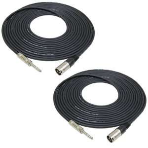  Patch Cable Cords   XLR Male To 1/4 TRS Black Cables   25 Balanced 