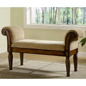  Traditional Style Upholstered Sitting Bench With Rolled 