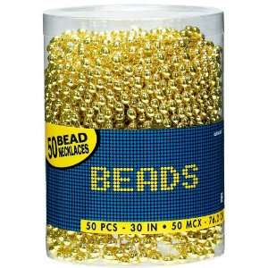  Bead Necklaces   Gold (50) Party Supplies Toys & Games