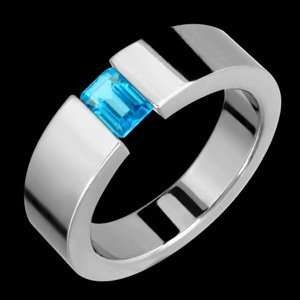  Barun   size 12.25 Titanium Ring with Tension Set Blue 