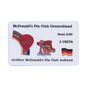 Disney Collectible Phone Card 3u,10u McDonalds Pin Club Deutschland 