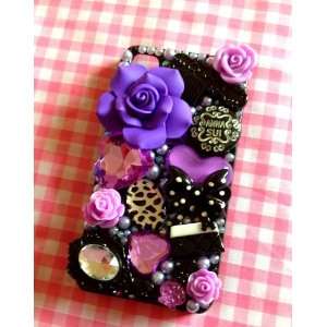  Luxury Bling Purple Flower Decoden Diamante Kawaii Iphone 