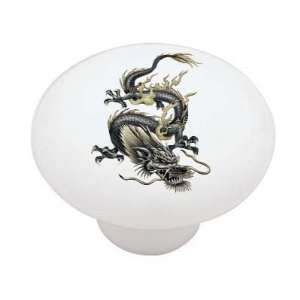  Chinese Black Dragon Decorative High Gloss Ceramic Drawer 