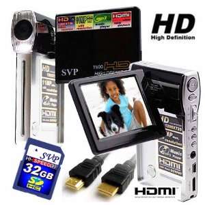 SVP T200 Black 1280x720p True HD Camcorder with 2.5 Flip LCD (16GB SVP 