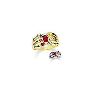 ZALES Ladies 10K Gold Sunshine Ring by ArtCarved® (7 Stones, 6 Names 