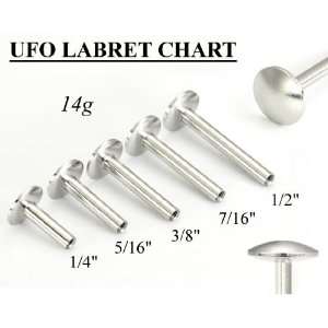 14g Internally Threaded Labret Post   Extra Spare UFO ROUNDED DISC 