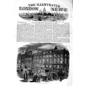  1847 LONDON BALL SEASON HORSES CARRIAGES STREET SCENE 