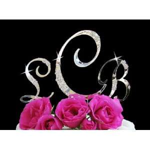  French Flower ~ Crystal Accented Monogram Cake Topper Set 