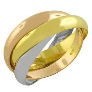 18 Karat Tri color Gold over Sterling Silver Interlocked Rolling Rings 