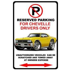  1966 Chevrolet Chevelle SS Muscle Car toon No Parking Sign 