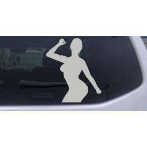 Sexy Dancer Silhouettes Car Window Wall Laptop Decal Sticker    Silver 