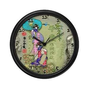 Asian Girls Green Clock Decorative Wall Clock by 
