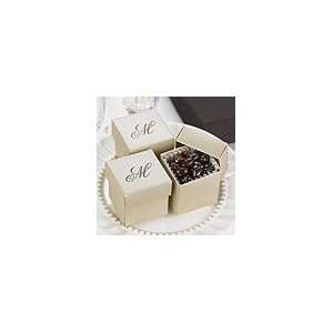   favor boxes w/ design and pers.   champagne