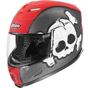  Icon Airframe Crossbone Racer Helmet   2X Small/Black Automotive