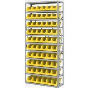   Shelving Unit with 11 Shelves and 10 30312 Yellow System Bins, Grey