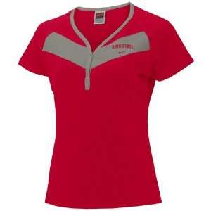   Buckeyes Scarlet Ladies Midterm Henley T shirt