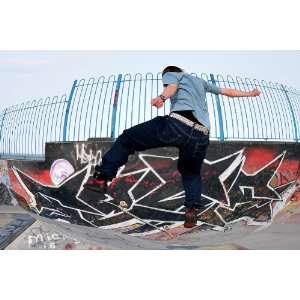    Pasted Skateboard Kickflip Wall Mural, 10.5 Foot Wide by 8 Foot High