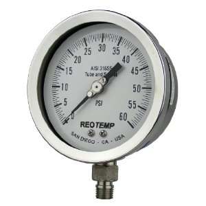 REOTEMP PR40S1A4P17 Heavy Duty Repairable Pressure Gauge, Dry Filled 