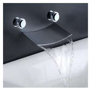  Brass Waterfall Bathroom Sink Faucet (Wall Mount