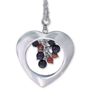  Garnet and carnelian heart necklace, Fire Heart Jewelry