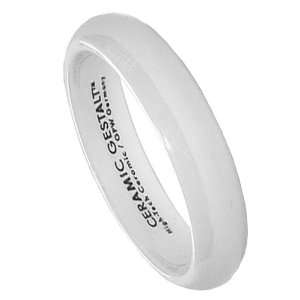 White Wedding Band   4mm Width. High Tech Ceramic (Avail. Sizes 5 to 