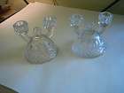 VINTAGE PAIR OF DOUBLE CANDLE ELEGANT FORMAL GLASS CAND