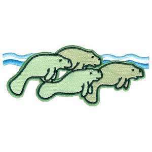 Cute Manatee Family Herd Pod Sea Cow Iron on Patch  