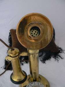 Vintage Candlestick Telephone Brass   Swiss Switzerland  