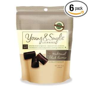Young & Smylie Licorice, Traditional Black, 8 Ounce Bags (Pack of 6 