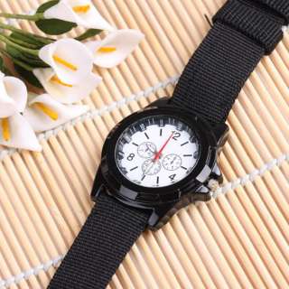 New Black Fabric Nylon Strap Men Navy Army Wrist Quartz Watch  