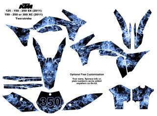 KTM SX XC 125 150 250 300 2011 Graphic Kit Blue Zombie  