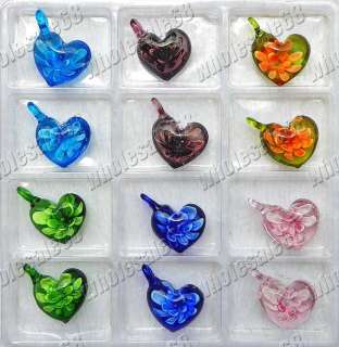 retail 6pcs pretty girls heart lampwork glass pendants  