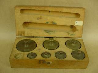 Antique 1900s Brass Scale Weight set w/Box  