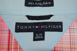 TOMMY HILFIGER PINK RED BLUE WHITE OXFORD SHIRT MENS XL  