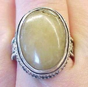 Southwestern Light Yellow Agate Sterling Silver Solitaire Ring ~ in 