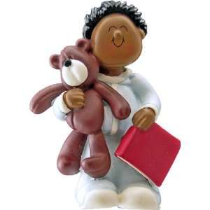  4080 Child With Teddy Male African American Ornament 