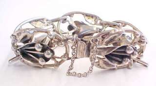 Vintage Sterling Silver Floral Link Bracelet ~ 7 1/4  