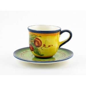  Hand Painted Italian Ceramic Tea Cup & Saucer Campagna 