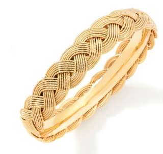 Technibond Rope Textured Bangle Bracelet 14K Yellow Gold Clad Sterling 