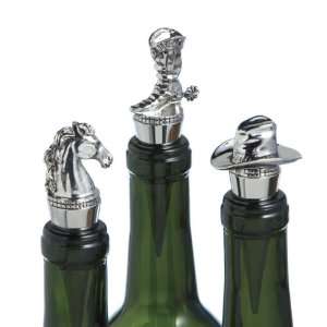  Pack Of 6 Silver Cowboy Motif Bottle Stoppers