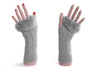 Womens Twist Knit Wrist Fingerless Long Mitten Gloves Arm Warmers Faux 