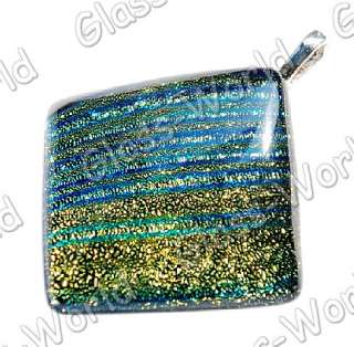 7PCS 41MM Dichroic Foil Lampwork Glass Pendants+Clasps  