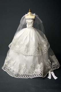 DW1044 BN White Wedding Dress Set for Barbie FR  