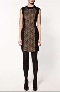 new Zara women girl Black embroidery Lace shaped Dress Sleeveless 